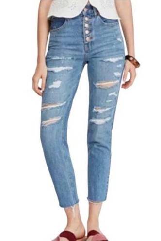 We The Free  HIGH WAISTED DISTRESSED BUTTON-FLY JEANS. SIZE 27