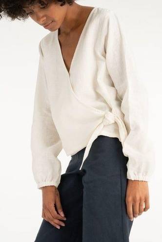 Tribe Alive  • Linen Wrap Top Ivory White