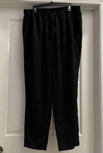 DKNY  Womens Straight Leg Pull On Elastic Waist Pants Size L Black