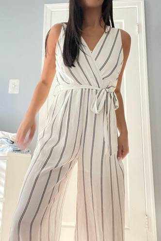 Nordstrom White / Black Striped Jumpsuit