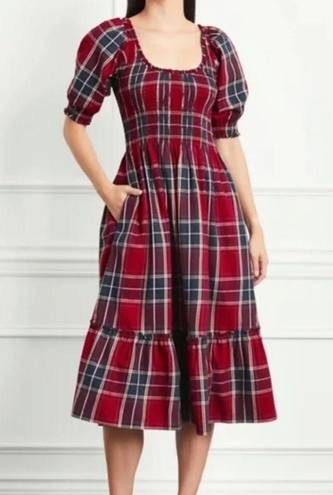 Hill House New  louisa nap dress red tartan cotton