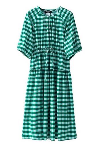 Max Mara Weekend  Green Gingham Check Cotton Midi Dress