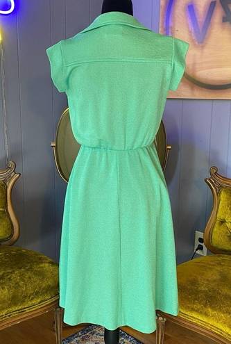 The Row Vintage Queens Mint Green Collared V Neckline Midi Dress