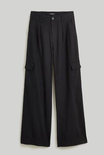 Madewell  Wide-Leg Cargo Pants in Linen-Blend in True Black Size 4 NWT