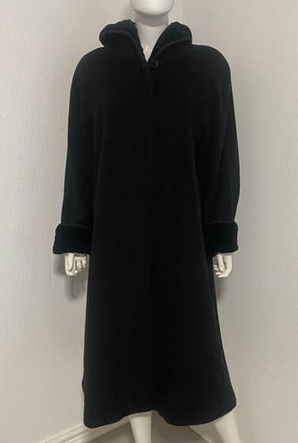 London Fog Vintage Hooded Wool Coat w/ Braided Trim Velvet Inner Lining Sz 16P