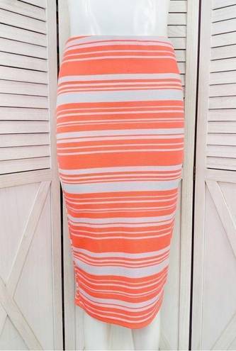 Brat Star  Neon Striped Pencil Skirt Small White Pink