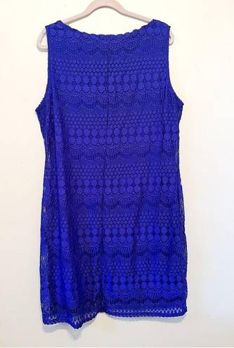 Tiana B  Dress Blue Embroidered Lace Scoop Neck Shift Dress Sz XXL NWT