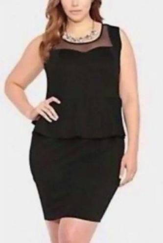 Torrid NWT  Black Peplum Dress Bodycon Sweetheart Mesh Neckline Plus Size 1 1X