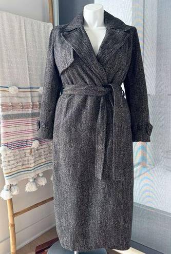 Banana Republic  Grey Herringbone Wool Blend Wrap Coat Women’s Size Medium