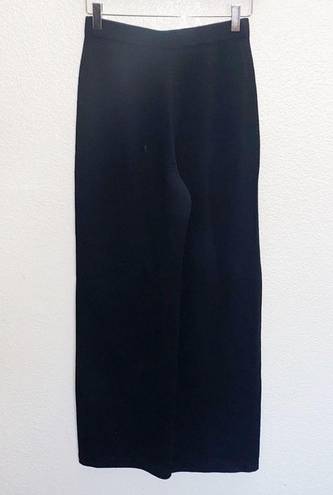 St. John  Caviar Black Wide Leg Pull On Pants