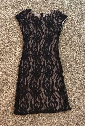 Bobeau  black floral lace bodycon dress