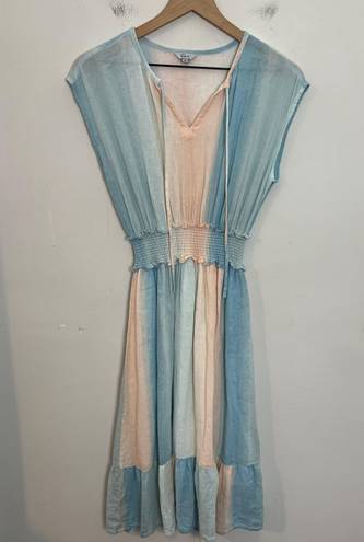 Rails - Ashlyn Sunset Gradient Dress Linen Summer V Neck Ruffle Hem