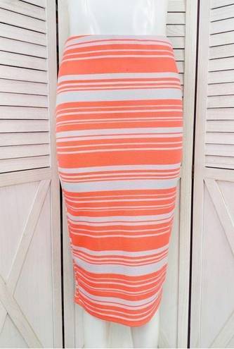 Brat Star  Neon Striped Pencil Skirt Small White Pink