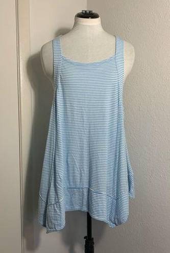 Pilcro  blue and white striped sleeveless shark bite tunic tank size M