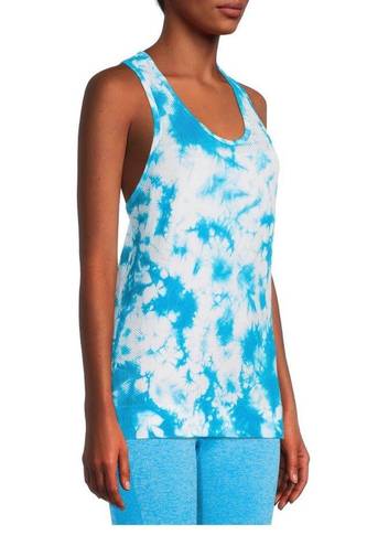 Avia  Razorback Tank Top Womens Size Med 8-10 Turquoise White Tie Dye New