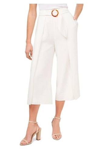 CeCe  Womens White Zippered Belted Gaucho Wear To Work Wide Leg Pants 6 (b13)