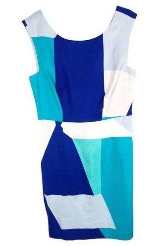 Tracy Reese Plenty  Dress Blue White Colorblock Vien Knee Length Back Zip NWT 395