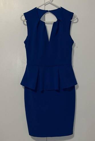 Bisou Bisou NWT  Royal Blue Sleeveless Peplum Dress Bodycon Stretchy Knit Women 8