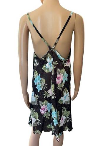 Petra Fashions  Vintage 90s Tropical Boho Floral Cowl Neck Lingerie Slip Dress