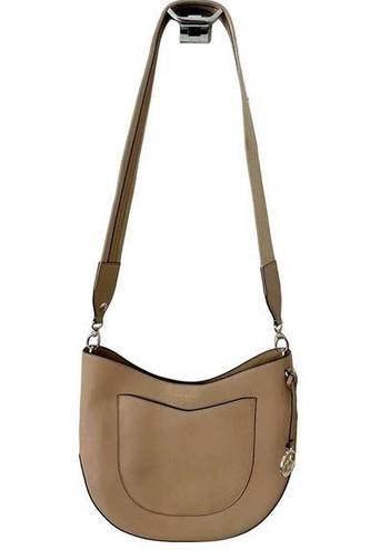 Henri Bendel Leather Crossbody Hobo Bag Beige Women's