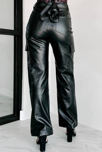 Nana Macs Black Faux Leather Cargo Pants