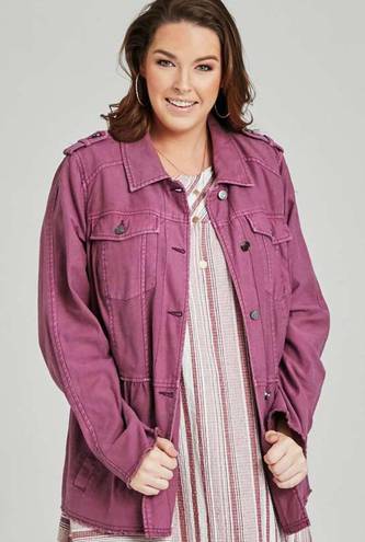 Altar'd State Altar’d State Purple Peplum Military Denim Jacket