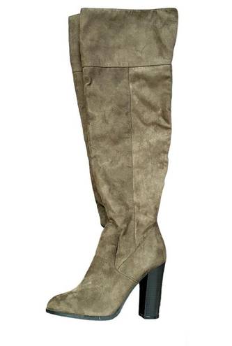 Qupid QUIPID over the knee faux suede boots, size 8