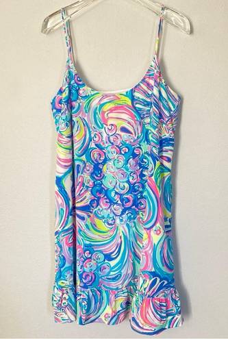 Lilly Pulitzer  Dress Medium Zanna Silk in Guilty Pleasure Bright Sundress Ruffle