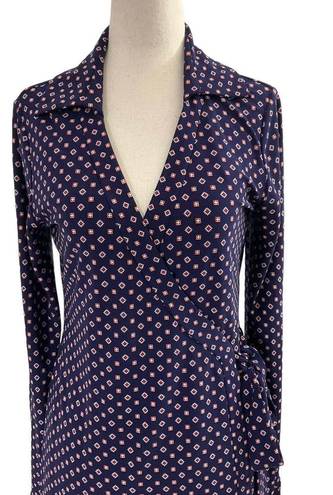 Tommy Hilfiger  Blue Long Sleeve Knee Length Wrap Around Dress Size 6 | 48-30