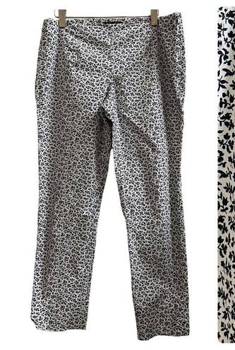 Brooks Brothers  Natalie Fit White Black Ditsy Floral Lightweight Pant Size 12