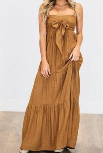 Wishlist Brown Front Tie Maxi Dress