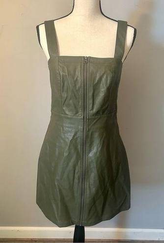 Wild Fable  Faux Leather Zip Up Overall / Jumper Dress Olive Green Size Small NWT