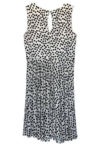 The Loft  Ann Taylor Cream & Black Polka Dot Sleeveless Dress Medium