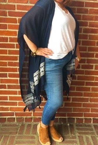 Torrid  Navy & White Tassel Boho Vibe Kimono