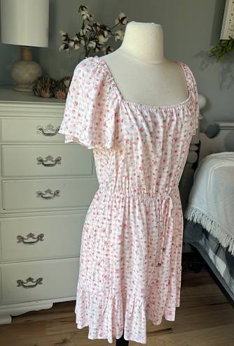 Bebop Pink Cream Floral Dress Romantic Flirty Summer Large