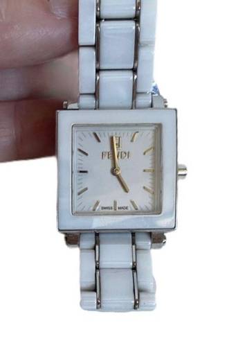 Fendi  White Square Watch Stainless Steel