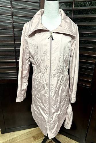 Cole Haan  Women's Light Pink Hooded Anoack Midi Rain Coat M NWOT