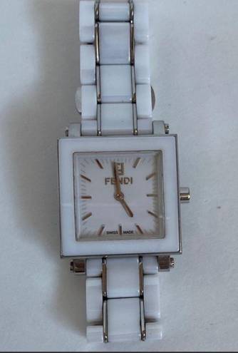 Fendi  White Square Watch Stainless Steel