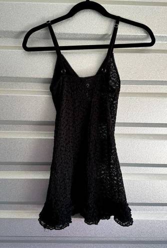 Victoria's Secret Victoria Secret Dress Womens Size S Lingerie Lace V-Neck Mini Black Coquette Y2K