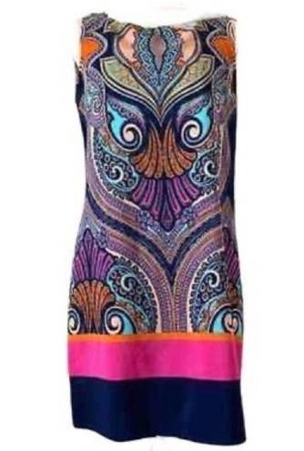 Renee C colorful sleeveless shift dress size small