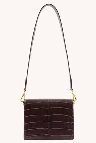 JW Pei  Mini Flap Crossbody Bag Brown Croc Embossed