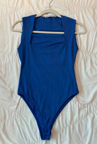 ZARA Blue Square-Neck Bodysuit