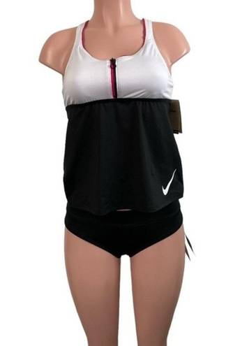 Nike NWT  Colorblock Racerback Tankini Top & Essential Full Bikini Bottom Medium