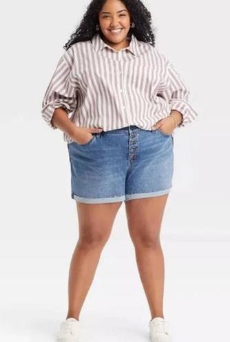 Ava & Viv  Shorts Denim Jean Mid-Rise Midi 4” Rolled Cuff Button Fly Sz 22W NWT