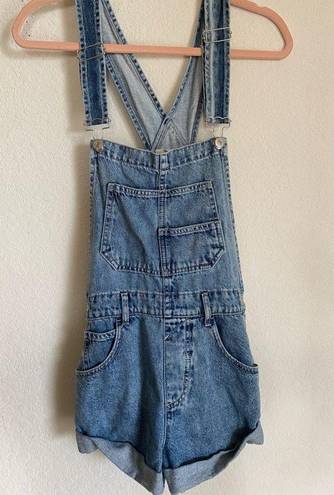 Free People  We The Free Denim Bib Cuffed Cottagecore Shortall/ Overalls Size XS