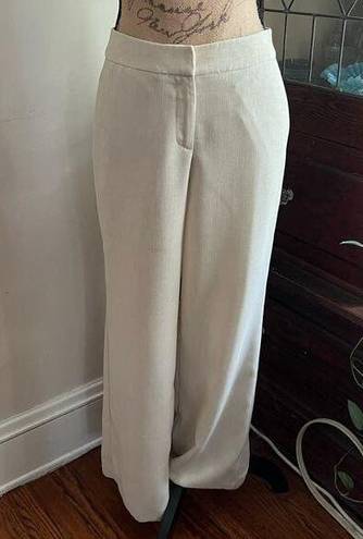 Krass&co Vintage NY& Trousers 6 PETITE Beige Loose Leg Mid Rise Seersucker Women 90s