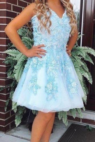 Custom Made Blue Beaded Homecoming Dress