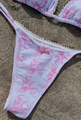 Boutique White With Pink Bows Bikini Set