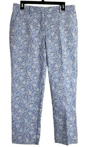 The Loft  Womens Pants Sz 8 The Riviera Slim Blue Floral Crop Cropped Ankle Mid Rise