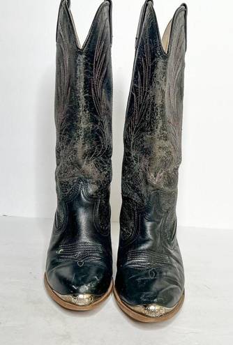 Dingo Vintage  Black Cowgirl Boots Silver Toe Size 6 Women’s